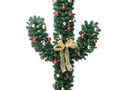 Cactus de Crăciun cu suport și LED, verde, 180 cm, PVC - 4/5