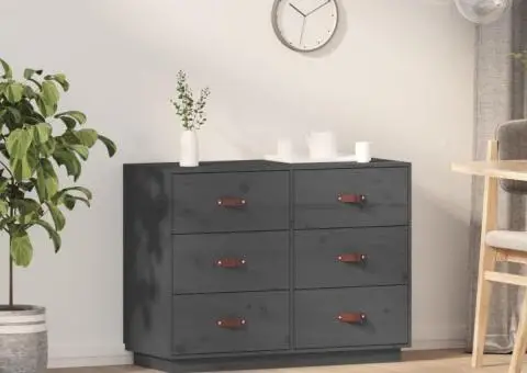 Dulap, gri, 100x40x75 cm, lemn masiv de pin - 1/5