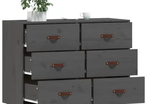 Dulap, gri, 100x40x75 cm, lemn masiv de pin - 4/5