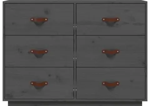 Dulap, gri, 100x40x75 cm, lemn masiv de pin - 5/5