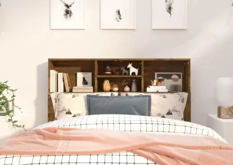 Tăblie de pat cu dulap, stejar fumuriu, 120x19x103,5 cm - 3/5