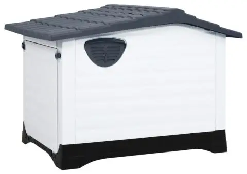 Cușcă de câini, gri, 90,5x68x66 cm, polipropilenă - 4/5