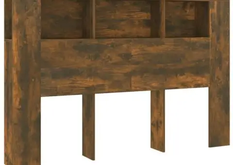 Tăblie de pat cu dulap, stejar afumat, 160x18,5x104,5 cm - 2/5