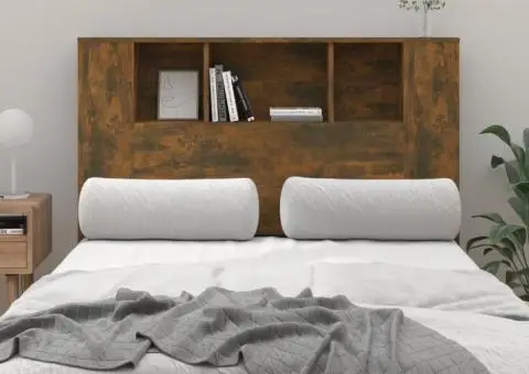 Tăblie de pat cu dulap, stejar fumuriu, 120x18,5x102,5 cm - 1/5