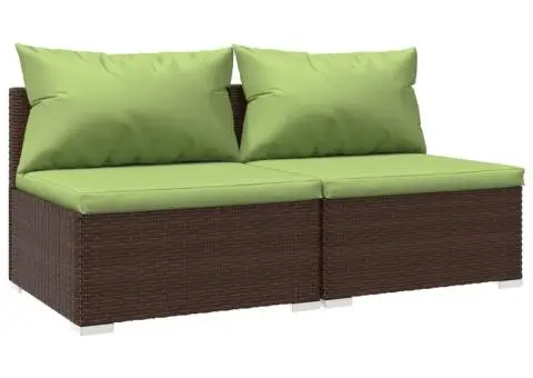 Set mobilier relaxare grădină cu perne 2 piese maro poliratan - 2/5