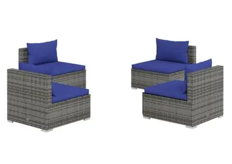 Set mobilier de grădină cu perne, 4 piese, poliratan, gri - 2/5