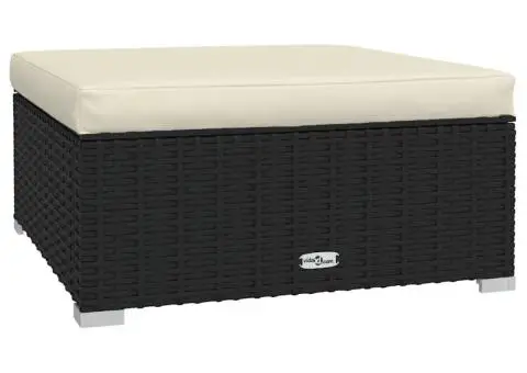 Set mobilier de grădină cu perne, 4 piese, negru, poliratan - 5/5