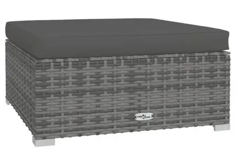 Set mobilier de grădină cu perne, 4 piese, gri, poliratan - 5/5