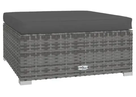 Set mobilier de grădină cu perne, 5 piese, gri, poliratan - 5/5