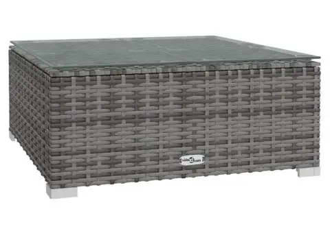 Set mobilier de grădină cu perne, 13 piese, gri, poliratan - 5/5