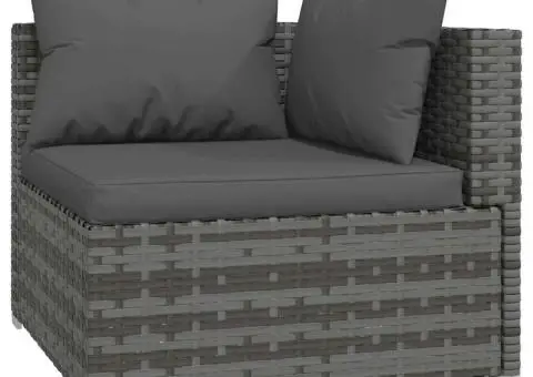 Set mobilier de grădină cu perne, 5 piese, gri, poliratan - 4/5