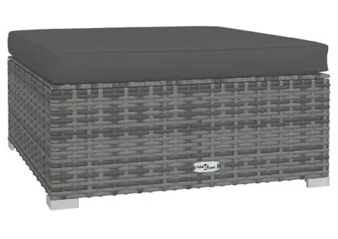 Set mobilier de grădină cu perne, 5 piese, gri, poliratan - 5/5