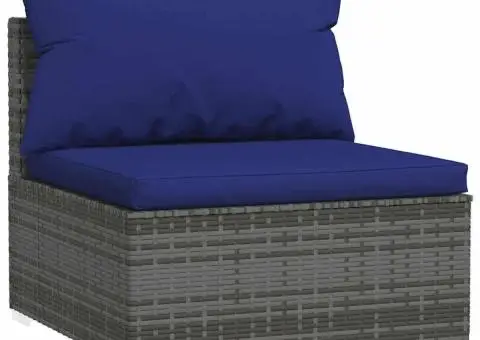 Set mobilier de grădină cu perne, 5 piese, gri, poliratan - 3/5