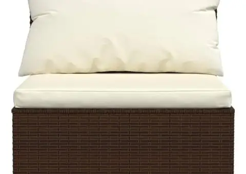 Set mobilier de grădină cu perne, 9 piese, maro, poliratan - 4/5