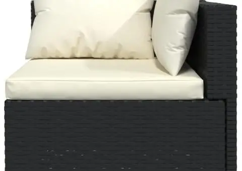 Set mobilier de grădină cu perne, 9 piese, negru, poliratan - 4/5