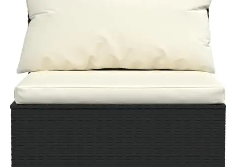 Set mobilier de grădină cu perne, 12 piese, negru, poliratan - 4/5