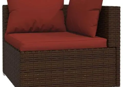 Set mobilier de grădină cu perne, 8 piese, maro, poliratan - 3/5