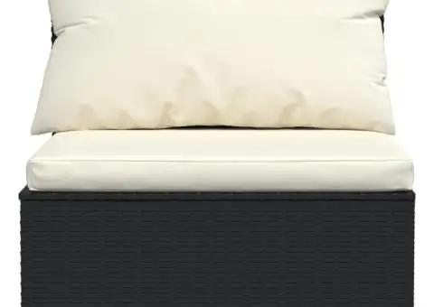 Set mobilier de grădină cu perne, 7 piese, negru, poliratan - 4/5