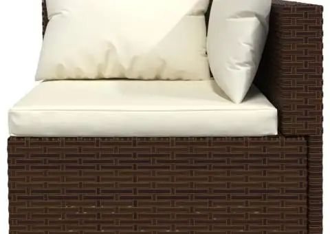 Set mobilier de grădină cu perne, 9 piese, maro, poliratan - 4/5