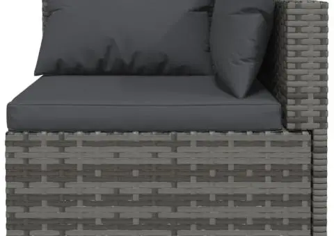 Set mobilier de grădină cu perne, 6 piese, gri, poliratan - 4/5