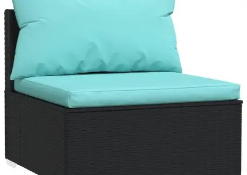 Set mobilier de grădină cu perne, 12 piese, negru, poliratan - 3/5