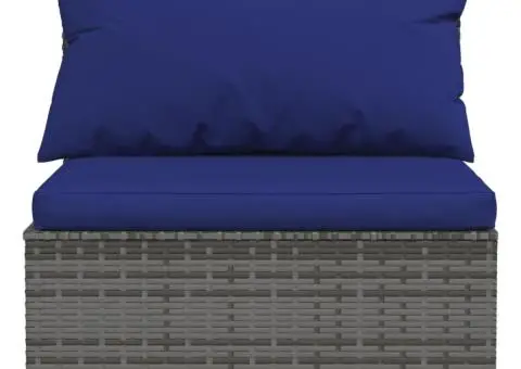 Set mobilier de grădină cu perne, 8 piese, gri, poliratan - 4/5