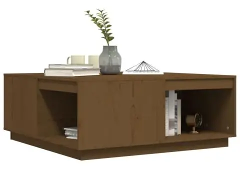 Măsuță de cafea, maro miere, 100x101x40,5 cm, lemn masiv de pin - 4/5