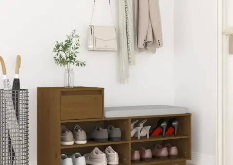 Pantofar, maro miere, 110x34x61 cm, lemn masiv de pin - 1/5