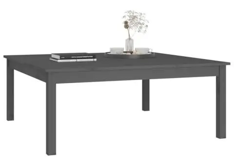 Măsuță de cafea, gri, 100x100x40 cm, lemn masiv de pin - 5/5