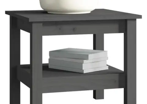 Măsuță de cafea, gri, 45x45x40 cm, lemn masiv de pin - 5/5