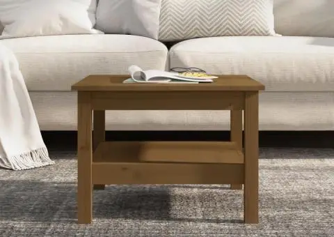 Măsuță de cafea, maro miere, 55x55x40 cm, lemn masiv de pin - 4/5