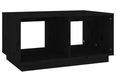 Măsuță de cafea, negru, 80x50x40 cm, lemn masiv de pin - 2/5