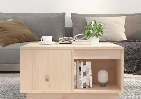 Măsuță de cafea, 60x61x32,5 cm, lemn masiv de pin - 3/5