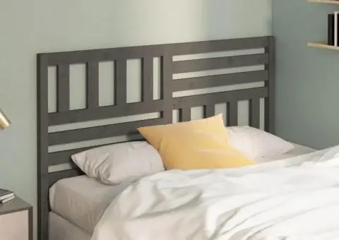 Tăblie de pat, gri, 126x4x100 cm, lemn masiv de pin - 3/5