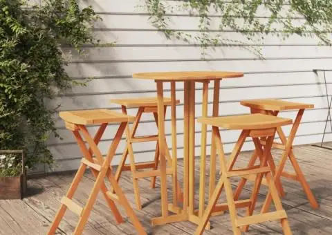 Set mobilier de bar pliabil, 5 piese, lemn masiv de tec - 1/5