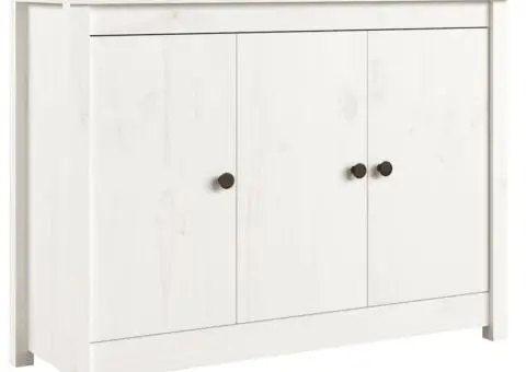 Servantă, alb, 100x35x74 cm, lemn masiv de pin - 2/5