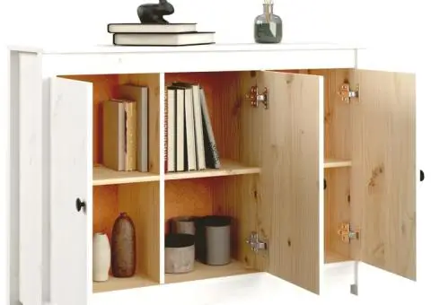 Servantă, alb, 100x35x74 cm, lemn masiv de pin - 4/5