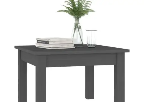 Măsuță de cafea, gri, 45x45x30 cm, lemn masiv de pin - 3/5