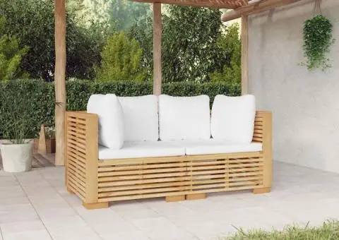 Canapele de colt de gradina cu pernuțe 2buc., lemn masiv de tec - 1/5