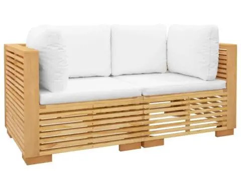 Canapele de colt de gradina cu pernuțe 2buc., lemn masiv de tec - 3/5