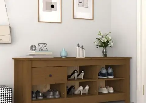 Dulap pentru pantofi, maro miere, 110x38x45,5 cm lemn masiv pin - 1/5