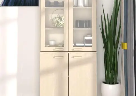 Dulap înalt „HAMAR”, maro miere, lemn masiv de pin - 1/5