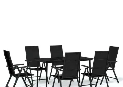 Set de servit masa pentru grădină, 7 piese, negru - 2/5