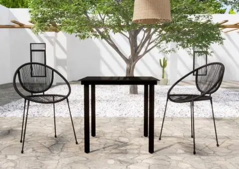 Set de mobilier pentru grădină, 3 piese, negru - 1/5