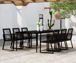 vidaXL Set de mobilier pentru grădină, 7 piese, negru