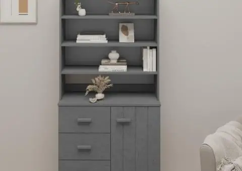 Dulap înalt „HAMAR”, gri închis, lemn masiv de pin - 1/5