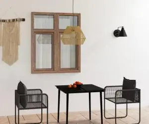 vidaXL Set de mobilier pentru grădină, 3 piese, negru