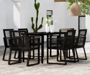 vidaXL Set mobilier de grădină, 7 piese, negru