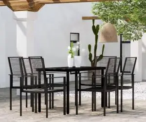 vidaXL Set de servit masa pentru grădină, 7 piese, negru