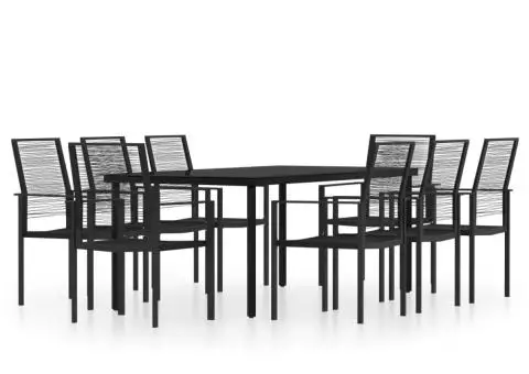 Set mobilier de grădină, 9 piese, negru - 2/5